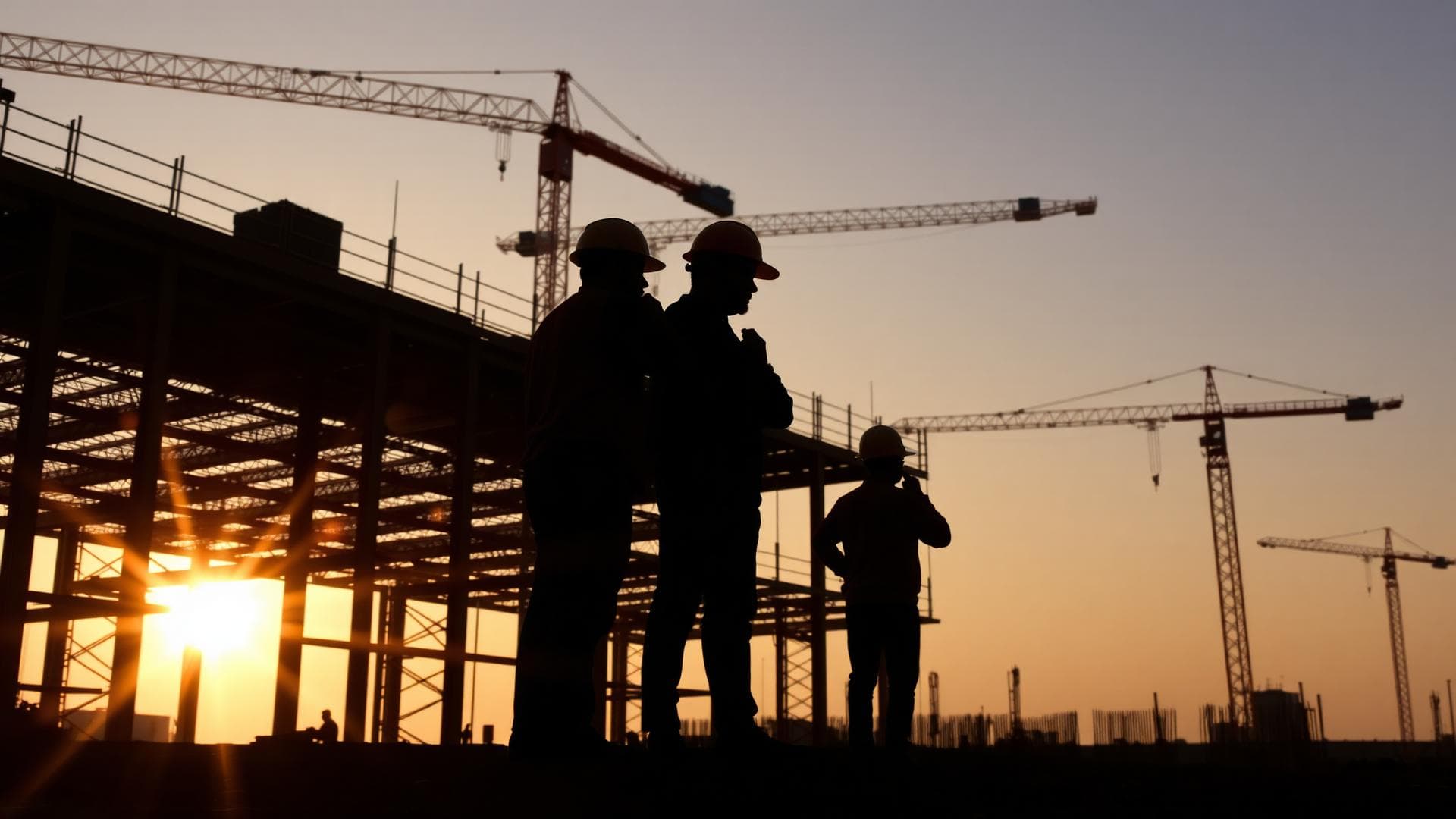 Construction site at sunset in Saudi Arabia